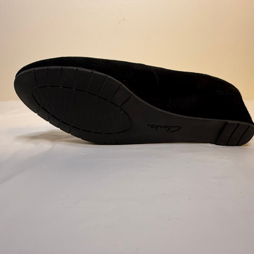 Clarks Artisan Black Suede Wedge Pumps Sz 9M - Picture 8 of 9
